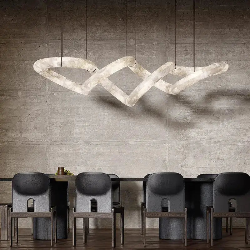 Designer Symmetrical Alabaster Modern Chandelier — product view