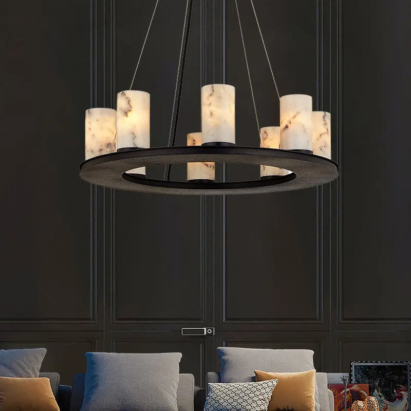 Rustic Chandelier Industrial Marble Black — alternate product view 3