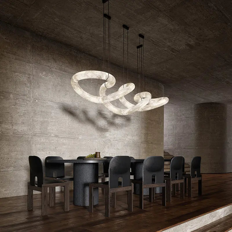 Designer Symmetrical Alabaster Modern Chandelier — alternate product view 2