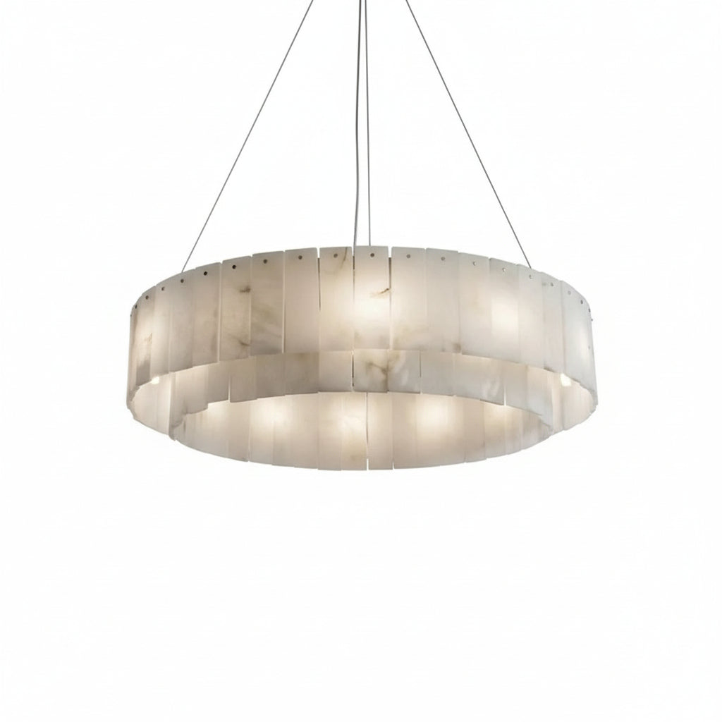 Two Tier Alabaster Modern Round Chandelier — product view