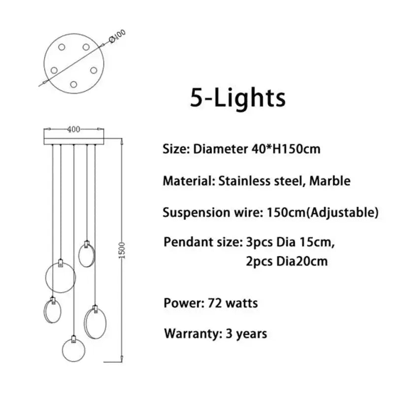Modern Discs Long Staircase Alabaster Chandelier — alternate product view 12