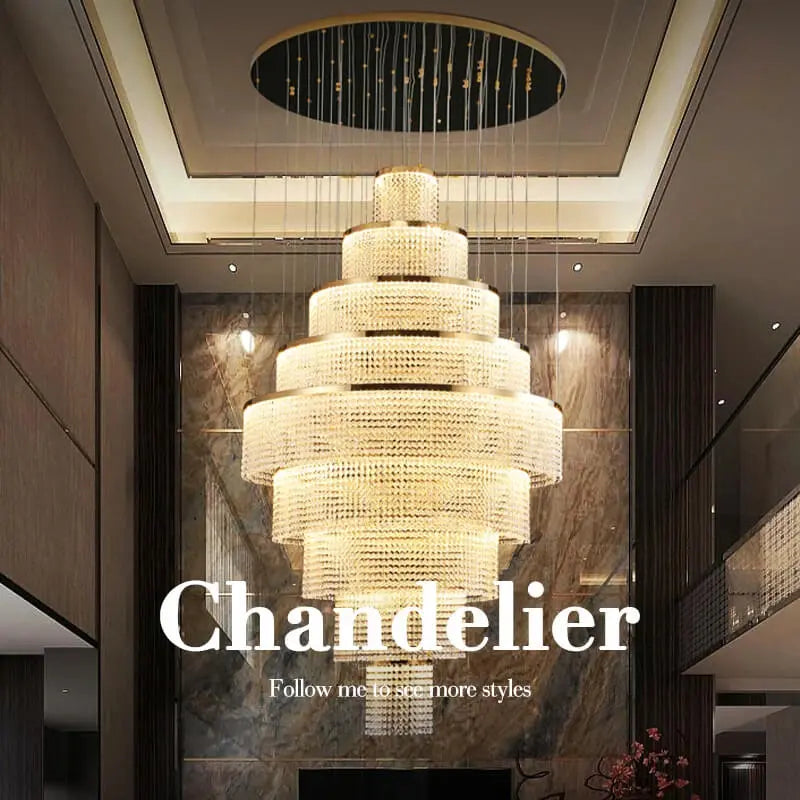Long Led Handing Crystal Modern Circle Ring Chandelier — alternate product view 3