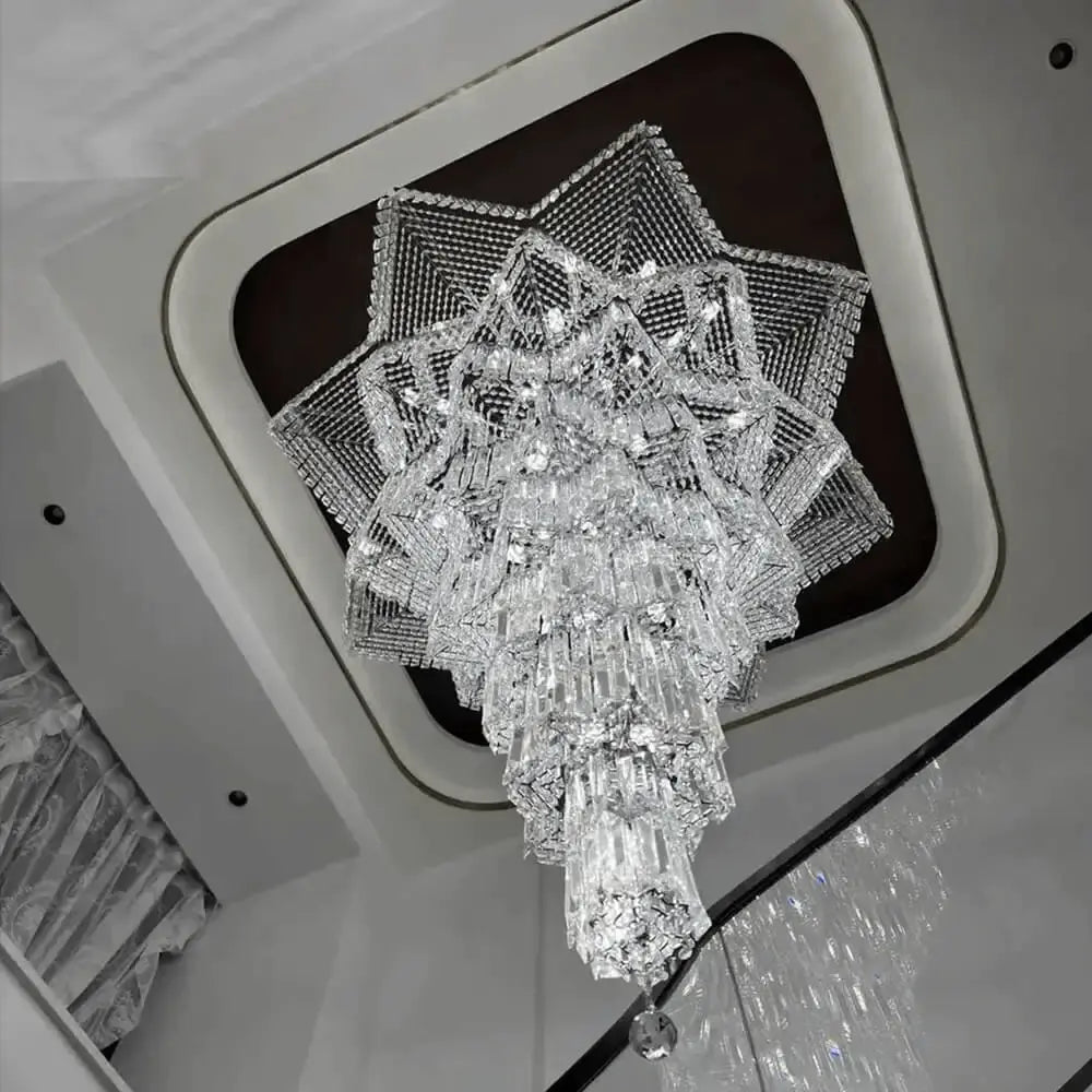 Luxury Villa Chandeliers Star Staircase Crystal Chandelier — alternate product view 6