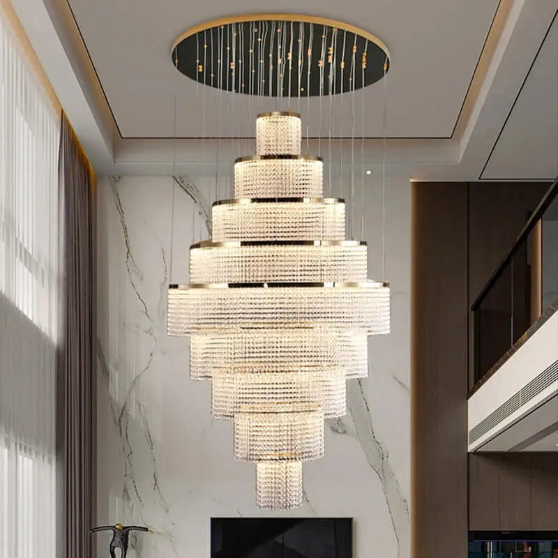 Long Led Handing Crystal Modern Circle Ring Chandelier — alternate product view 4