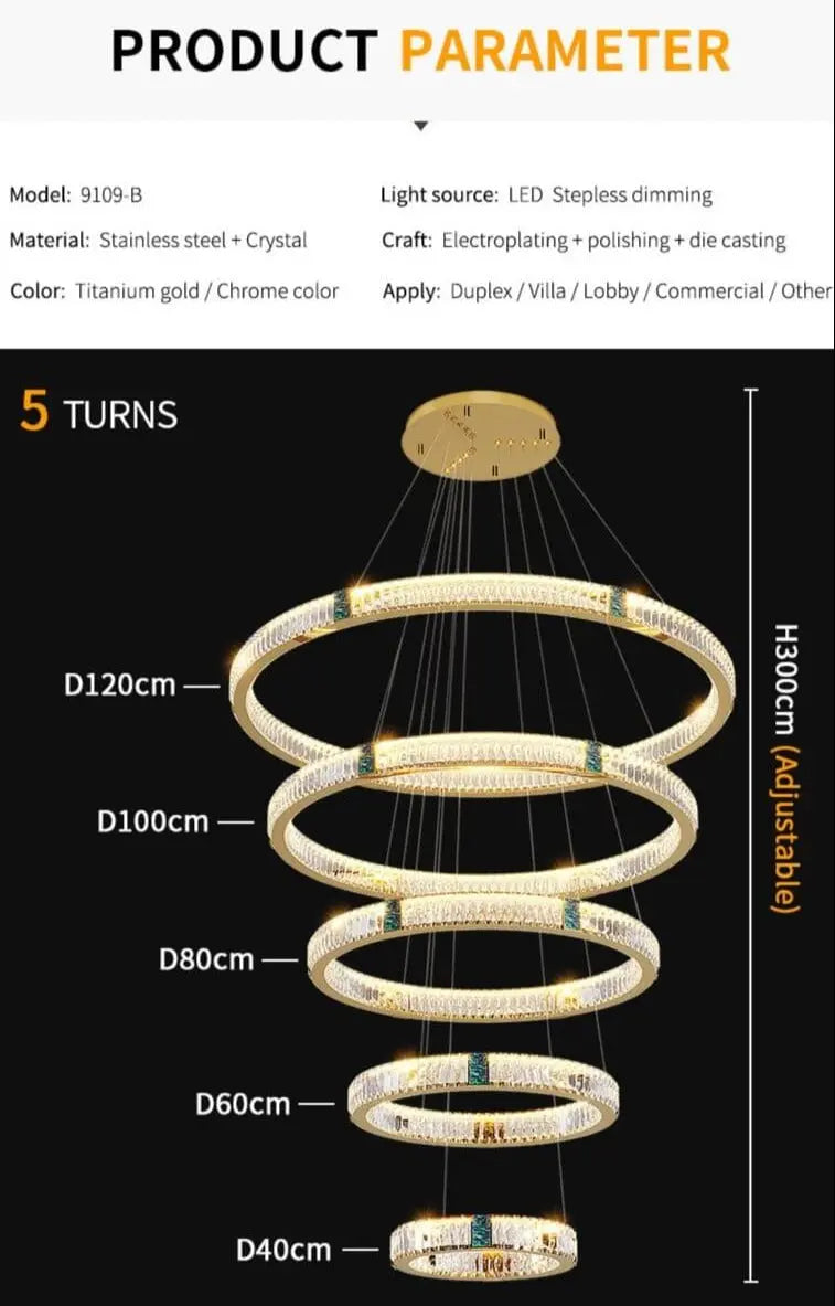 Golden Villa Ring Chandelier — alternate product view 9
