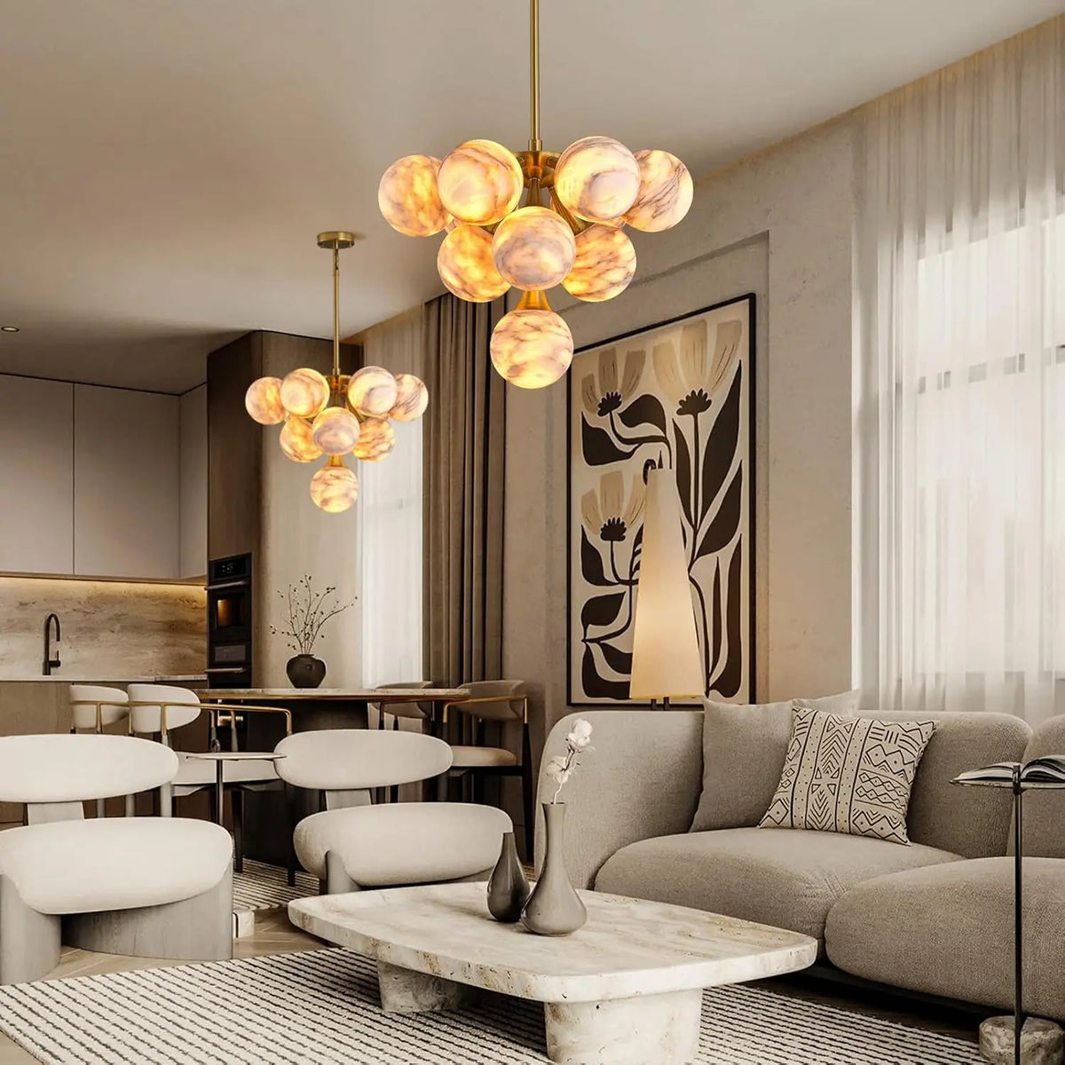 Modern Unique Alabaster Chandelier — alternate product view 5