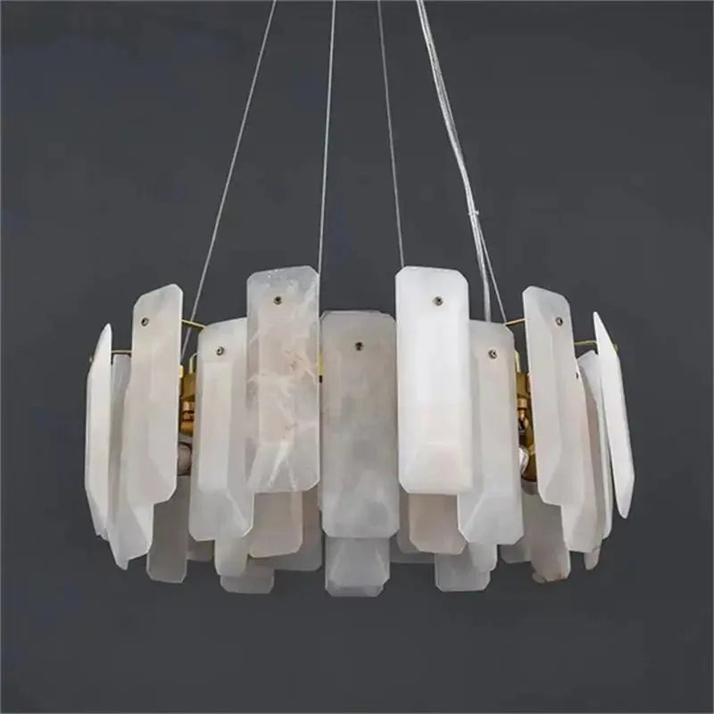 Natural Stone Round Pendant Chandelier — alternate product view 4