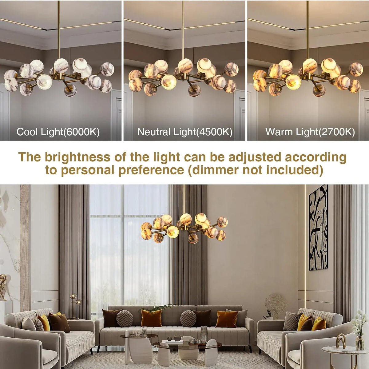 Modern Unique Alabaster Chandelier — alternate product view 22
