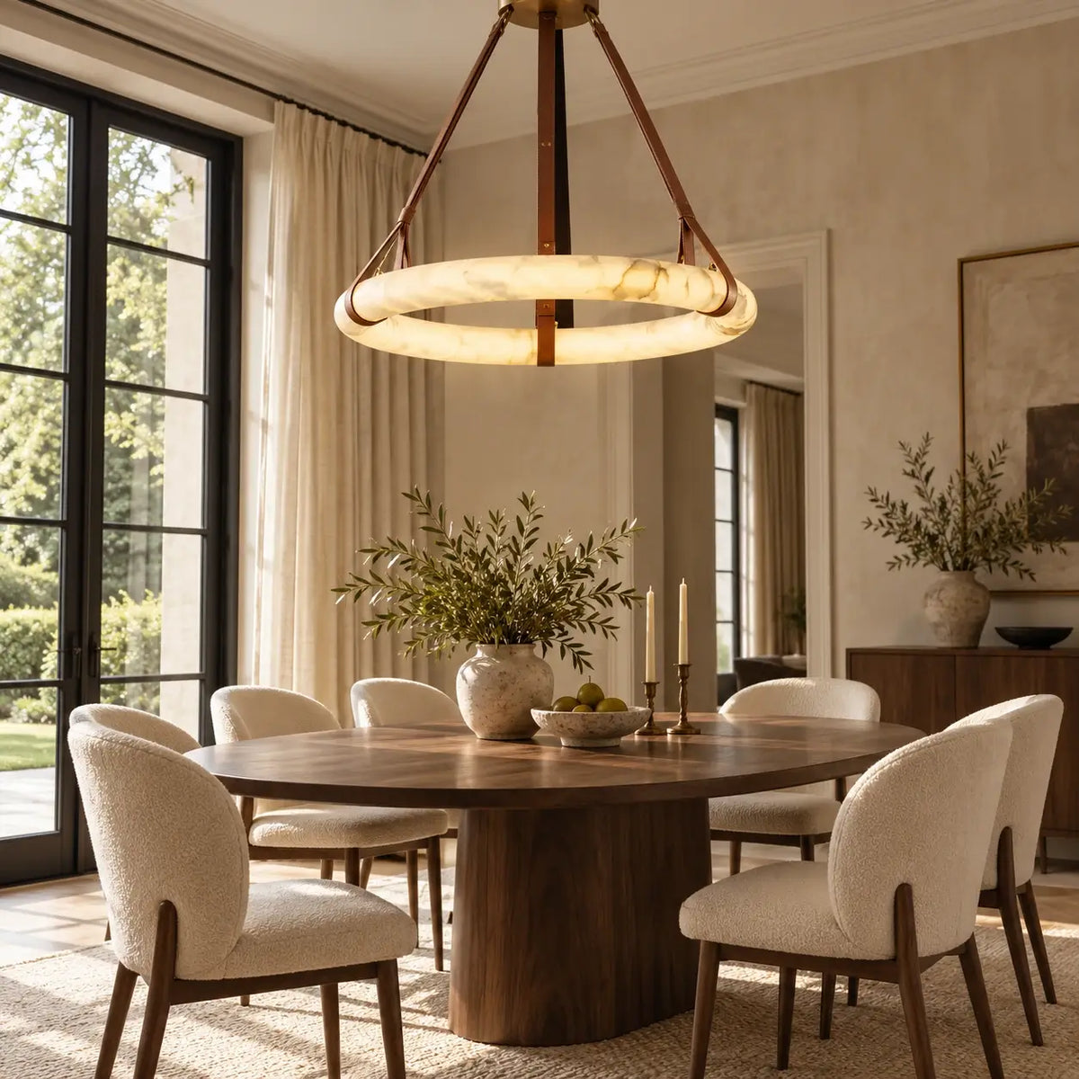 Pendant Ring Alabaster Modern Chandelier