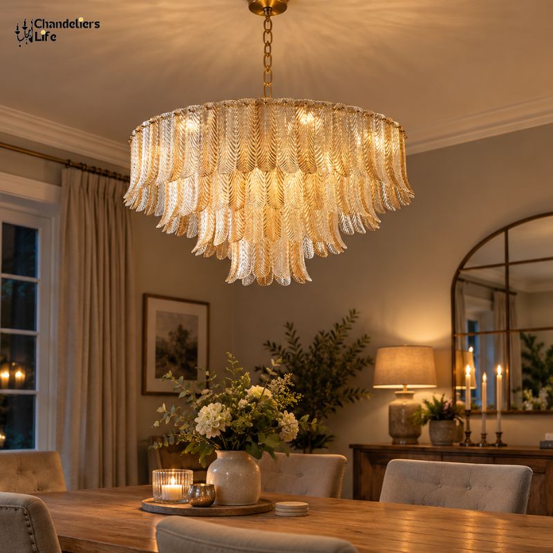 Aurelio Polished Copper & Glass Chandelier