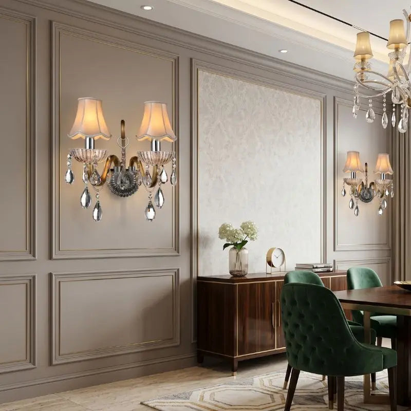 Banquet Hall Hallway Hotel Crystal Wall Lights — shown in an interior setting 3