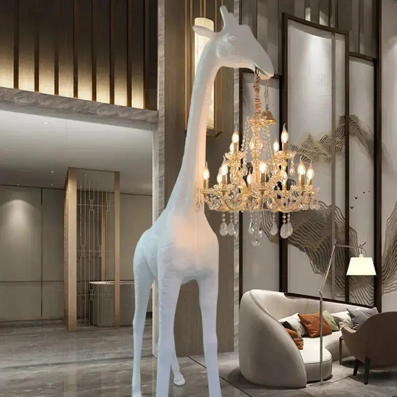 Art Sculpture Giraffe Chandelier - White — product view