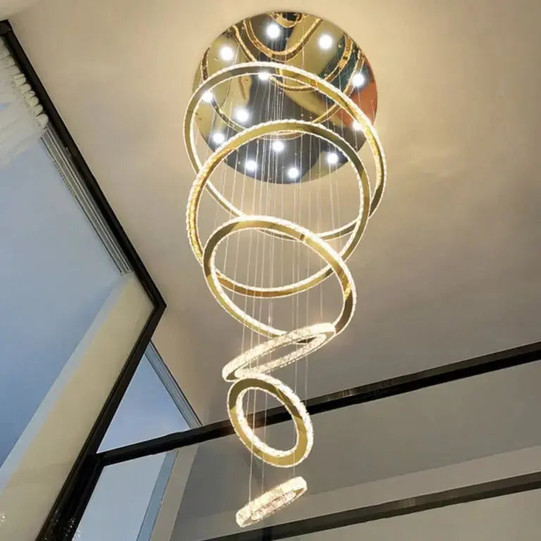 Rings Chandeliers for Loft Villa Duplex Design - Gold — alternate product view 3