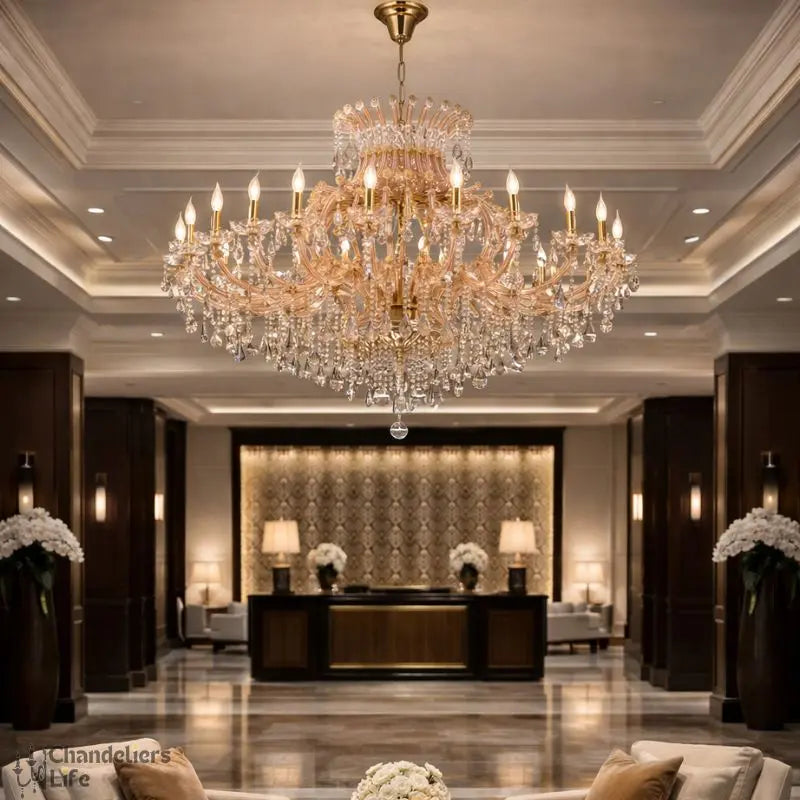 Luxurious Amber Crystal Chandelier — close-up design detail
