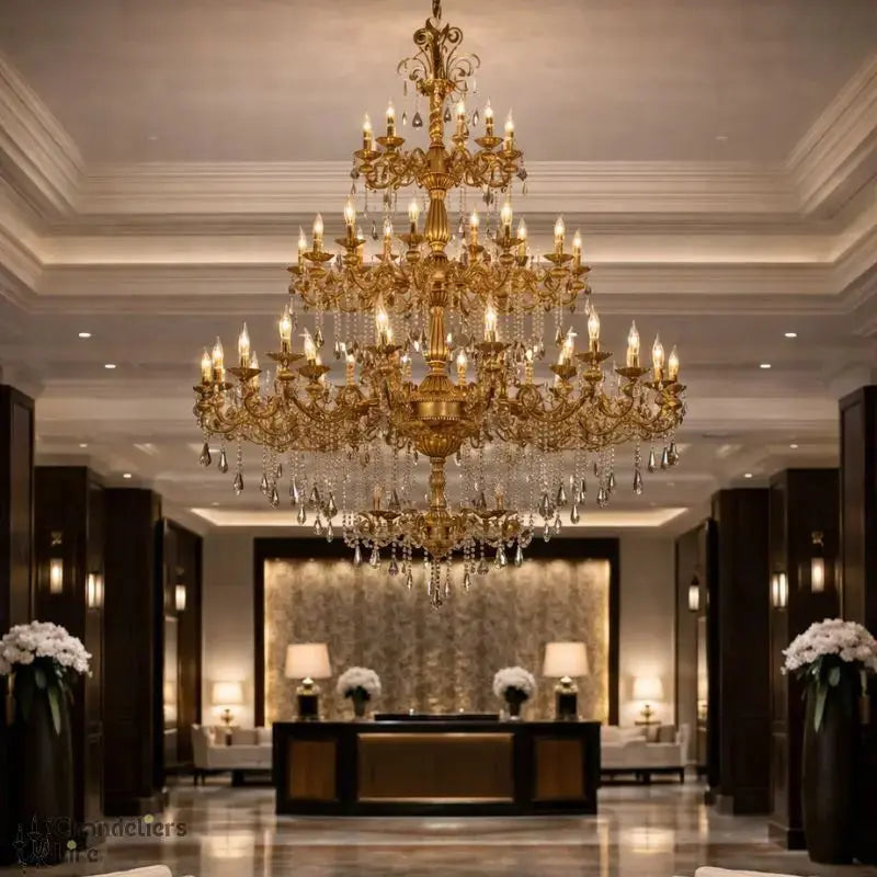 Luxurious Huge Crystal Chandelier — close-up design detail