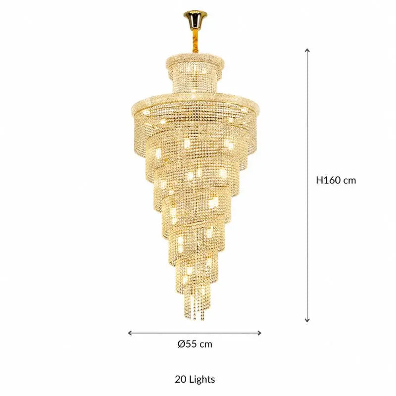 Luxury Gold Crystal Staircase Chandelier for High Ceilings — close-up design detail 2