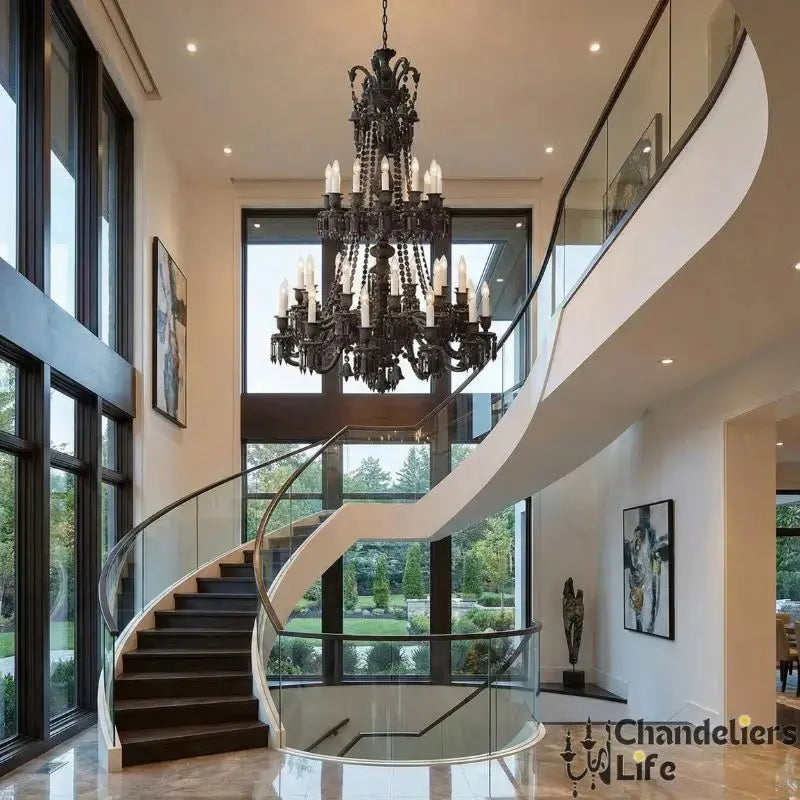 Villa Hotel Luxury Black Crystal Chandelier — close-up design detail 3