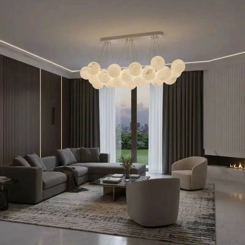 Rectangular Balls Alabaster Chandelier — product view