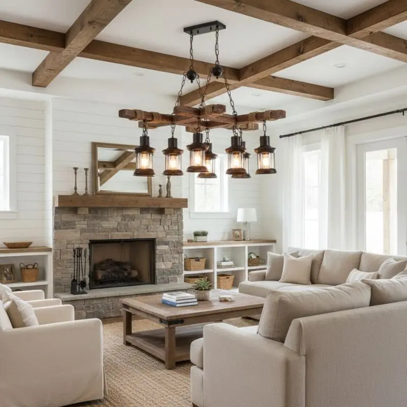 Retro Wood Vintage Chandelier — alternate product view 2