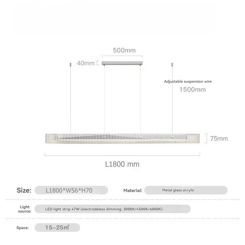 Minimalist Black Linear Chandelier Above Dining Table — alternate product view 14