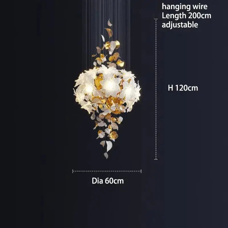 Duplex Villa Designer Flower Shaped Luxury Chandelier — alternate product view 13