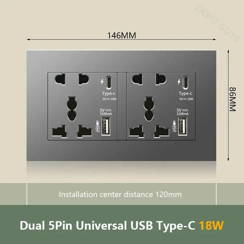 UK Wall Electrical Outlet with USB Charger — alternate product view 13