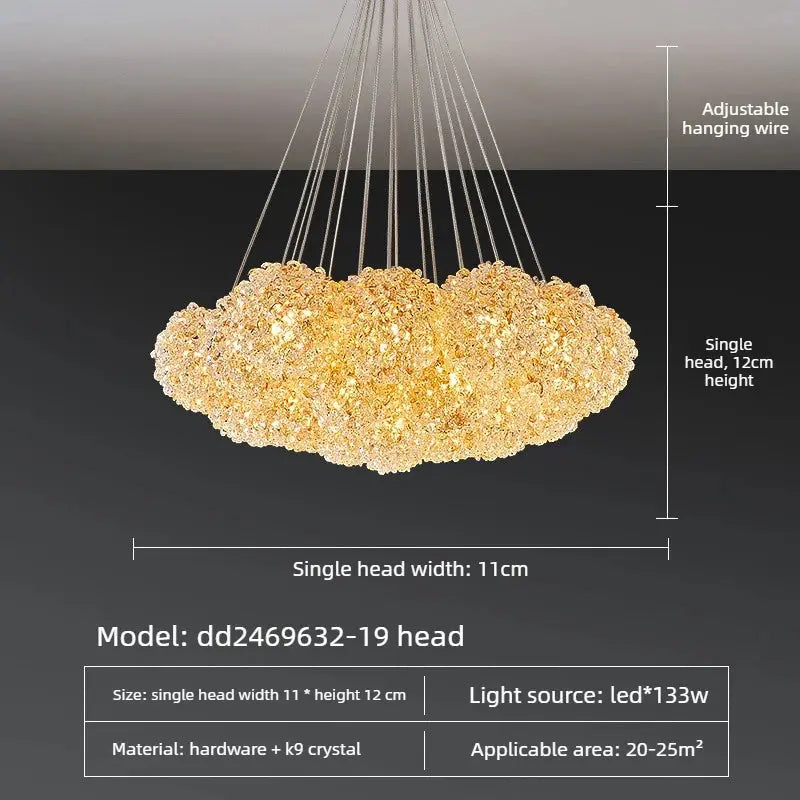 Modern Crystal Chandelier | Gold Cluster Ceiling Light — alternate product view 8