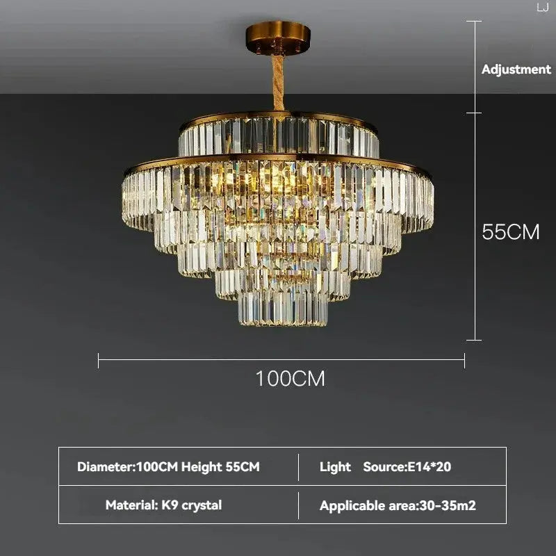 Modern Crystal Chandelier Villa Bedroom Round Lamp — alternate product view 9