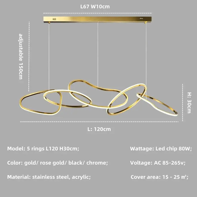 Modern Rose Gold LED Chandelier — alternate product view 9