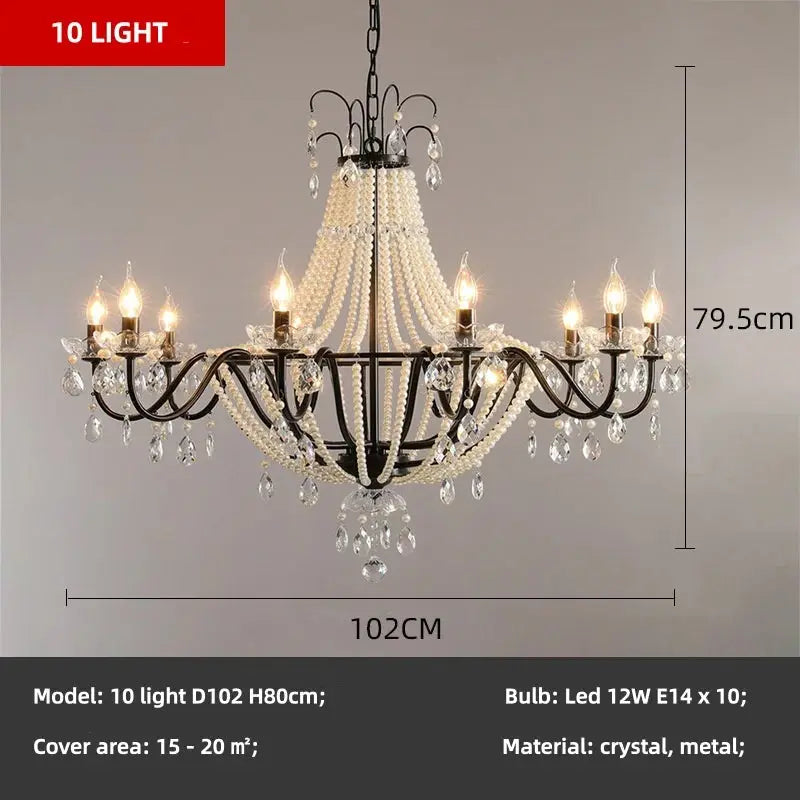 French Design Pearl Crystal Chandelier — alternate product view 8