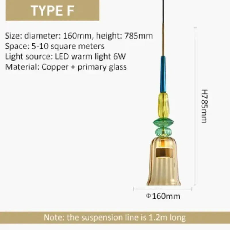 Modern Glass Colorful Hanging Lamps — alternate product view 7