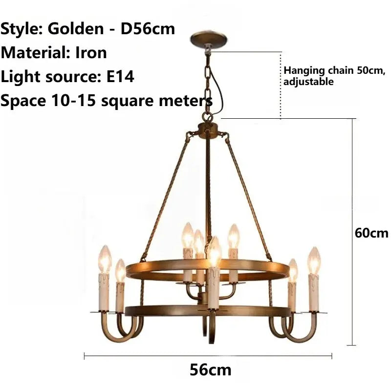 Designer Double-layer Candle Retro Bronze Pendant Light — alternate product view 8