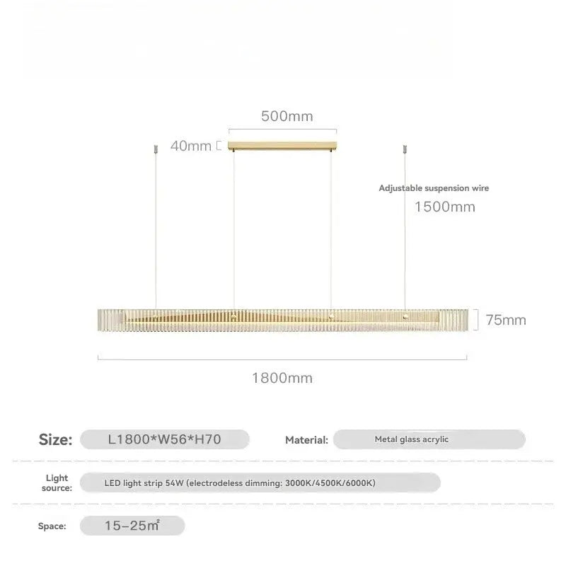Minimalist Black Linear Chandelier Above Dining Table — alternate product view 18