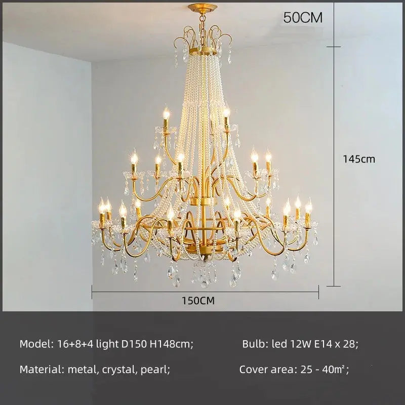French Design Pearl Crystal Chandelier — alternate product view 17
