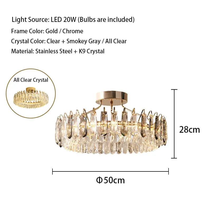 Modern Gold Crystal Ceiling Lights — alternate product view 6
