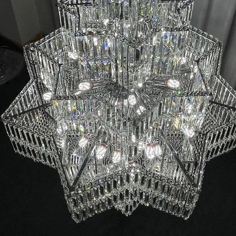 Luxury Villa Chandeliers Star Staircase Crystal Chandelier — alternate product view 4