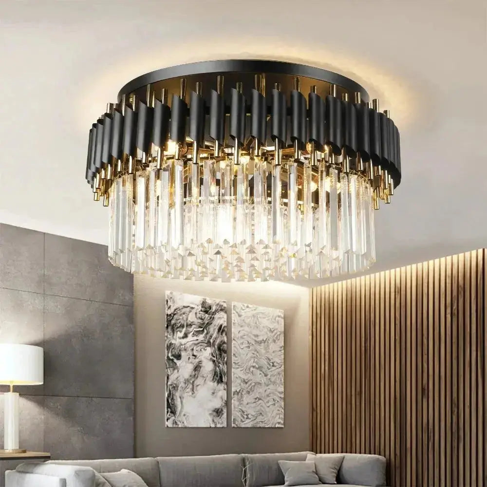 Modern Ceiling Black Crystal Chandelier — alternate product view 2