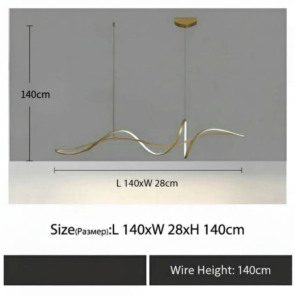 Ribbon Shape Design Dining Island LED Chandelier — alternate product view 11