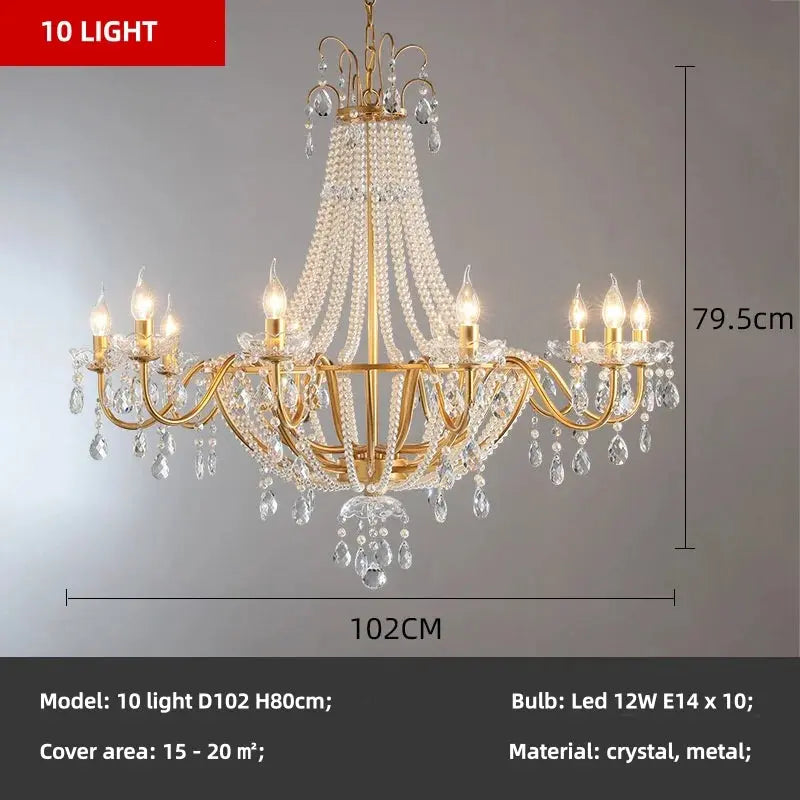 French Design Pearl Crystal Chandelier — alternate product view 11