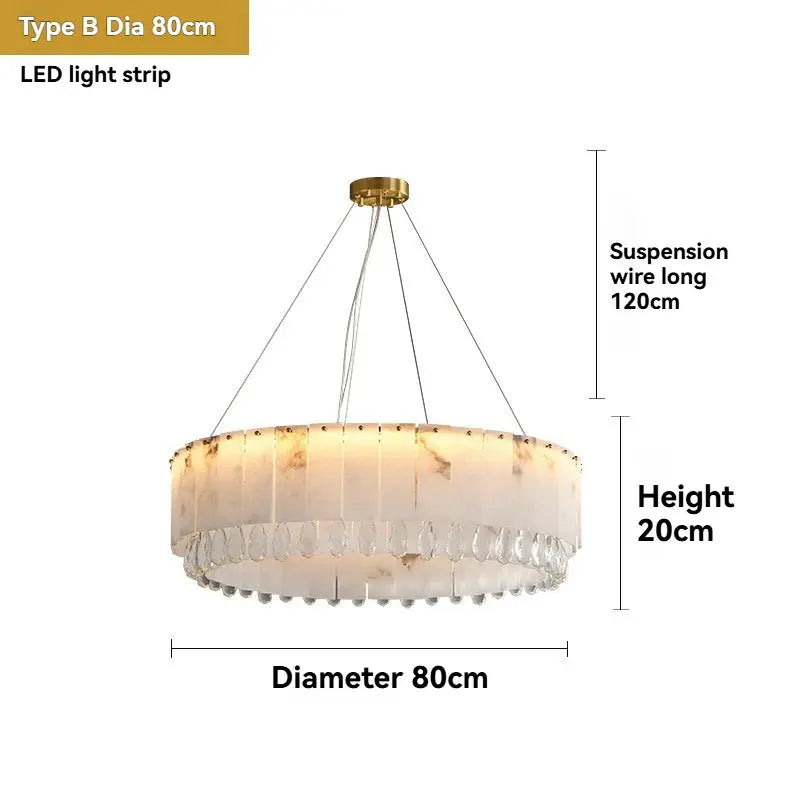 Villa Lobby Dining Living Room Alabaster Hanging Lamp — alternate product view 10