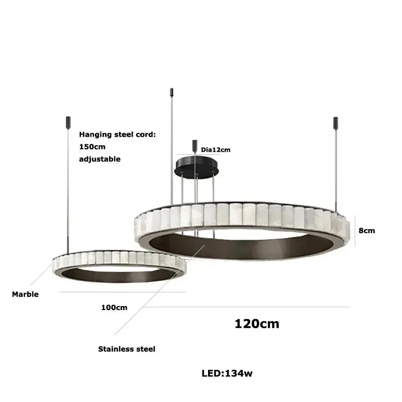 Modern Minimalist Designer Alabaster Chandelier — alternate product view 11