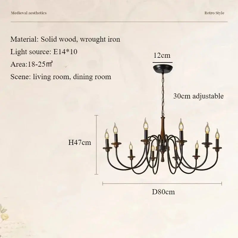 Nordic Retro Solid Wood Chandeliers — alternate product view 10