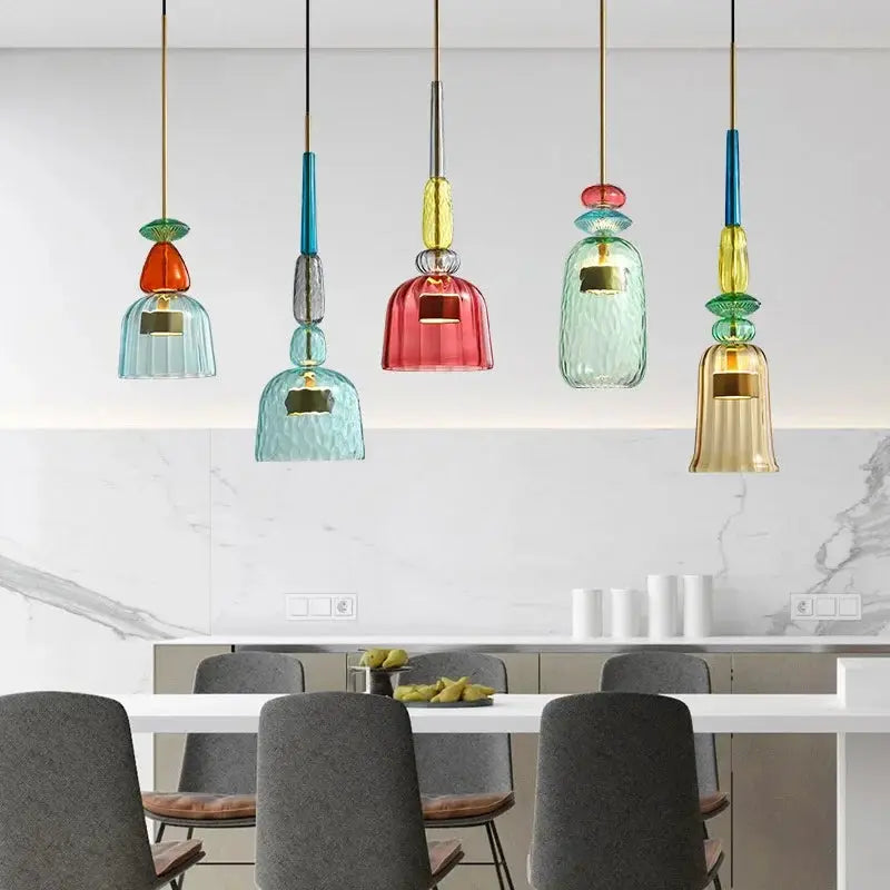 Modern Glass Colorful Hanging Lamps — alternate product view 1