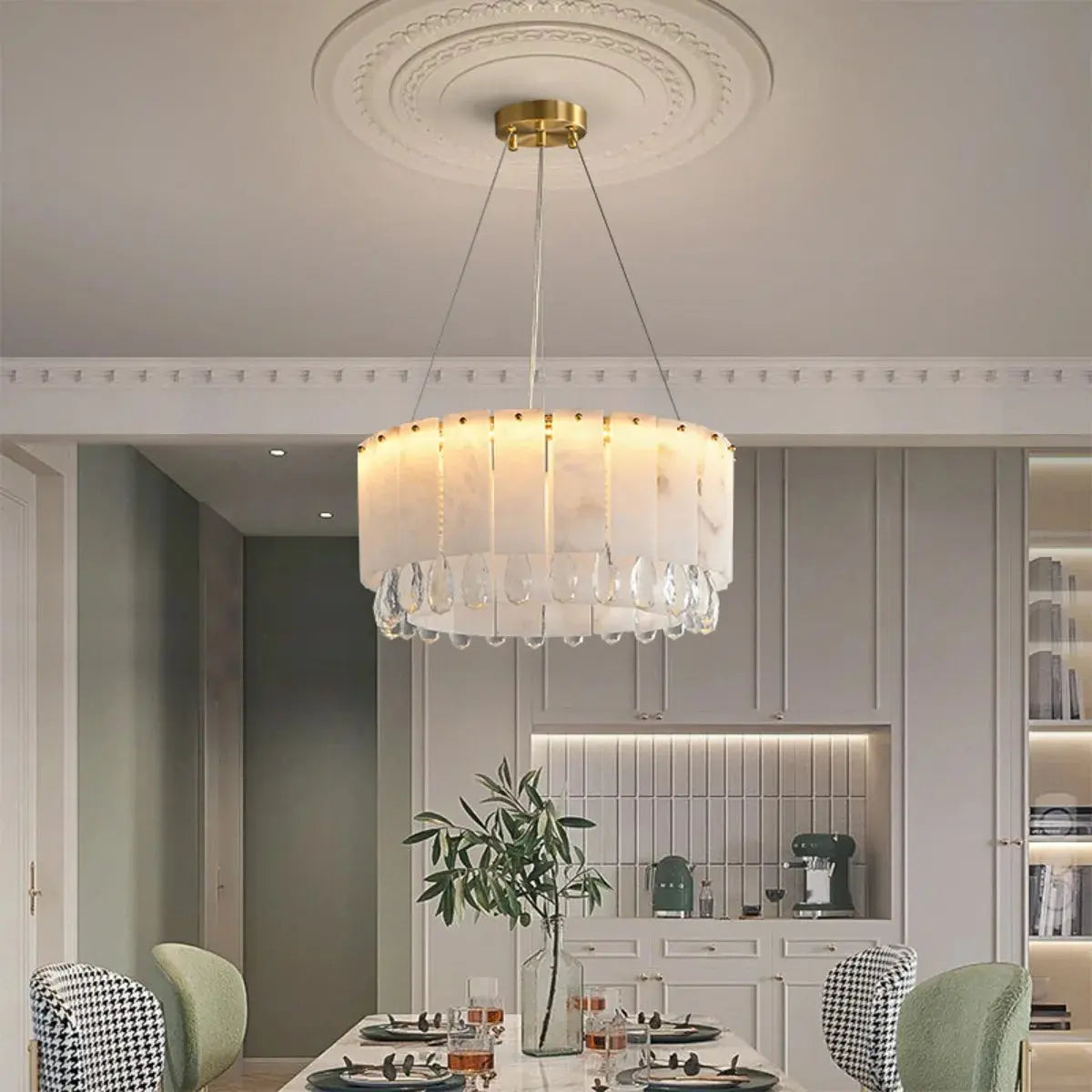 Villa Lobby Dining Living Room Alabaster Hanging Lamp — alternate product view 4