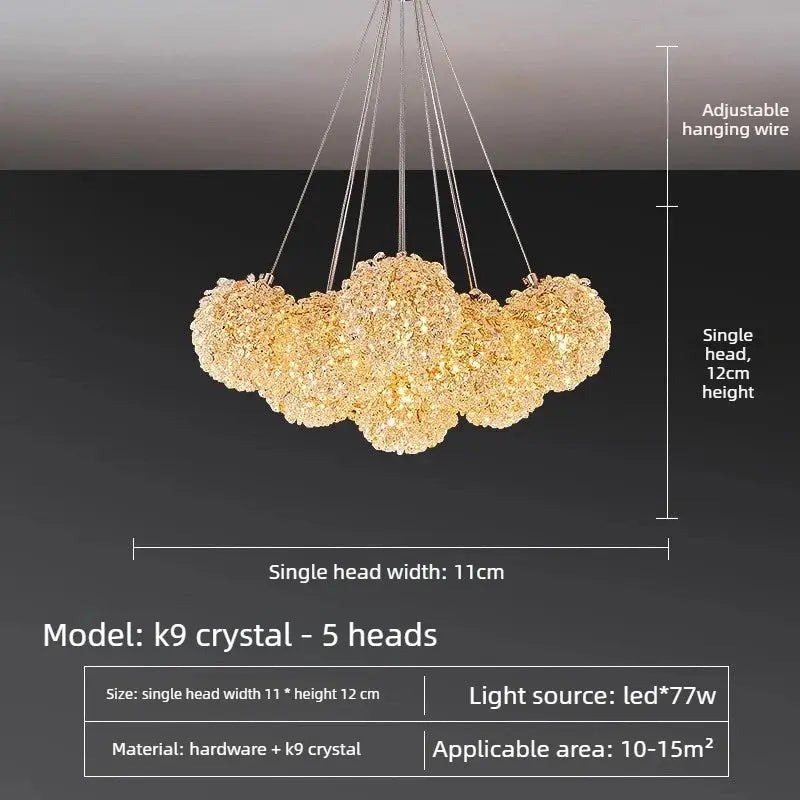 Modern Crystal Chandelier | Gold Cluster Ceiling Light — alternate product view 7