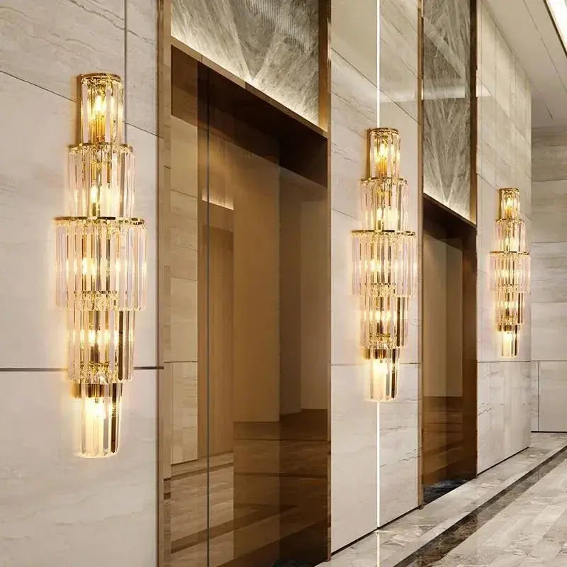 Luxury Hotel Lobby Crystal Large Wall Lamp — product view