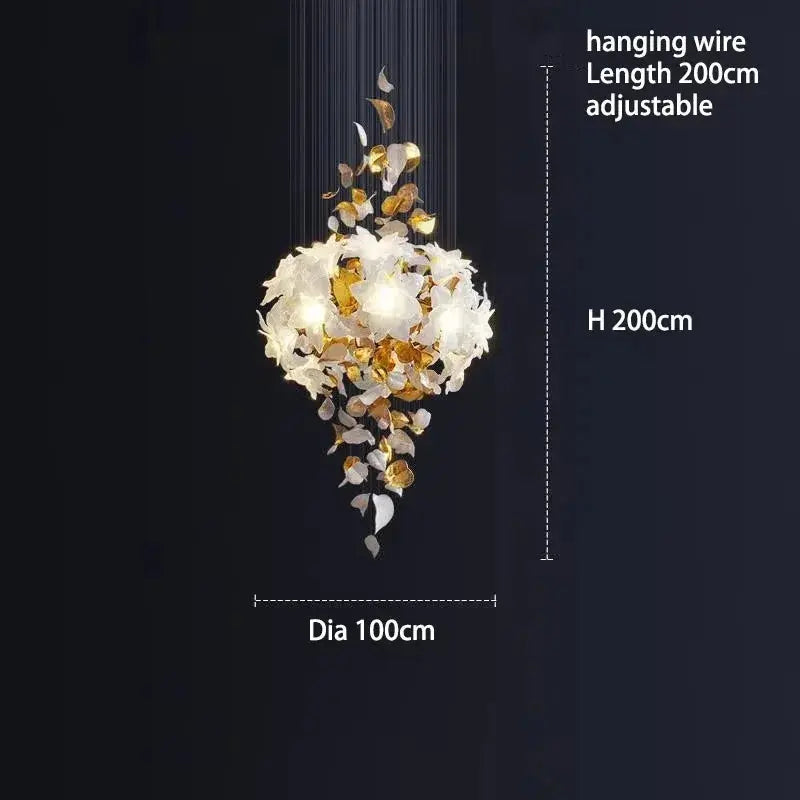 Duplex Villa Designer Flower Shaped Luxury Chandelier — alternate product view 6