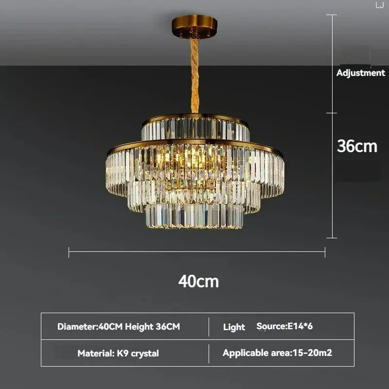 Modern Crystal Chandelier Villa Bedroom Round Lamp — alternate product view 6
