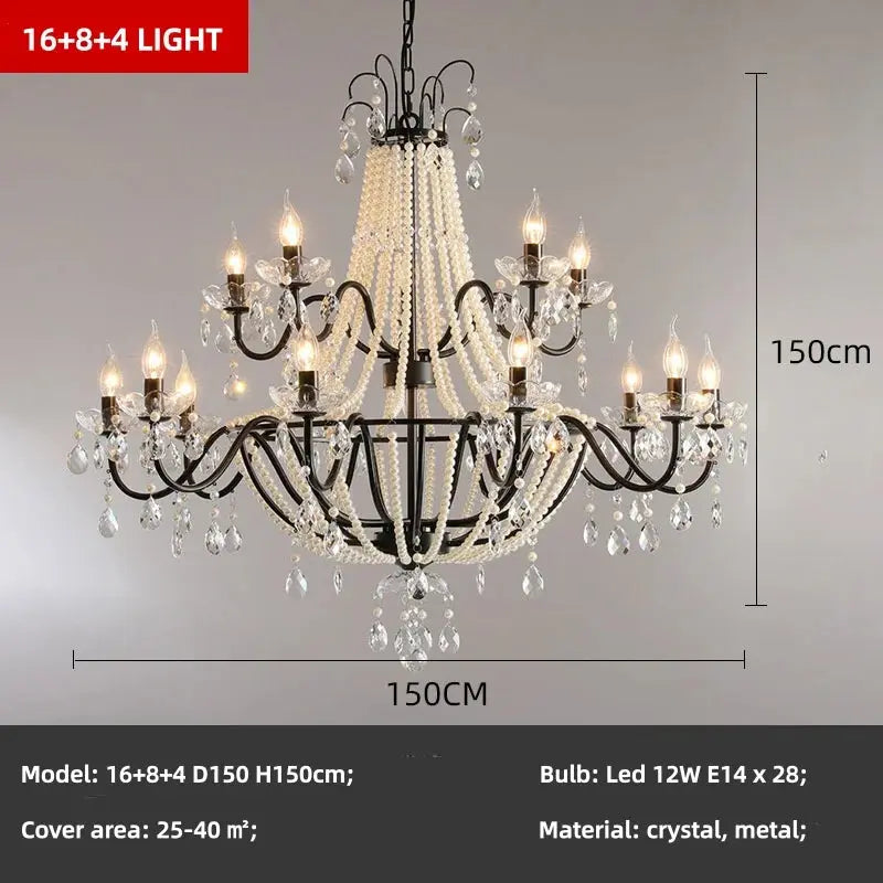 French Design Pearl Crystal Chandelier — alternate product view 13