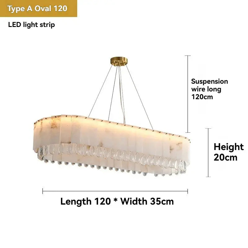 Villa Lobby Dining Living Room Alabaster Hanging Lamp — alternate product view 12